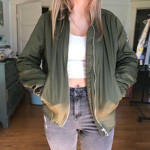 Thick and warm yet flattering army green bomber